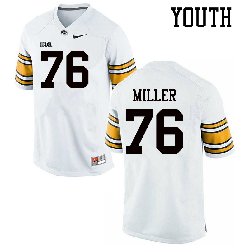 Youth #76 Ezra Miller Iowa Hawkeyes College Football Jerseys Sale-White - Click Image to Close